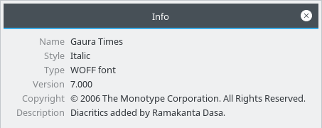 Gaura Times font information