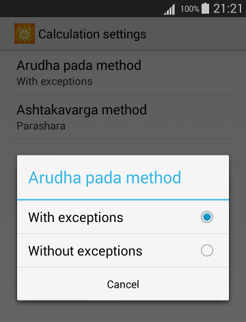 Arudha pada setting