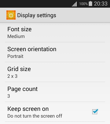 Grid size and page count settings